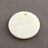 Flat Round Sea Shell Charms SSHEL-R025-8mm-1