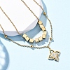 304 Stainless Steel Crystal Rhinestone Flower Pendant Double Layer Necklaces NJEW-R026-07G-1