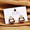 Brass Enamel Stud Earrings EJEW-P301-08G-1