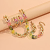 Alloy & Acrylic Rectangle Link Chain Necklace & Bracelet & Stud Dangle Earring Sets FS-WG12B03-01-2