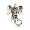 Antique Silver Plated Alloy Rhinestone Animal Hollow Pendants ALRI-J110-02AS-1