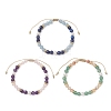 3Pcs Natural Mixed Gemstone & Shell Pearl Round Beaded Braided Bead Bracelets BJEW-JB13392-2