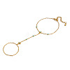 Natural Turquoise 304 Stainless Steel Flower Hand Chain Ring Bracelets for Women EH8478-5