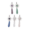 5Pcs Copper Wire Wrapped Natural Lapis Lazuli & Quartz Crystal & Rose Quartz & Green Aventurine & Amethyst Big Pendants PALLOY-JF03640-1