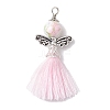 Porcelain Beaded with Polycotton Tassel Big Pendants PALLOY-JF02986-03-1