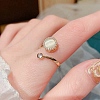 Flat Round Cat Eye Rotatable Cuff Ring for Calming Worry Meditation RJEW-P025-02-2