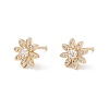 Clear Cubic Zirconia Flower Stud Earrings KK-E005-21G-1
