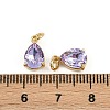 Teardrop Brass Glass Charms KK-L240-06G-01-3