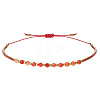 2mm Faceted Natural Carnelian Beaded Braided Adjustable Bracelets for Women PF2854-6-1