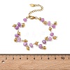 304 Stainless Steel Rondelle Natural Amethyst Beaded Bracelets BJEW-C151-04B-5
