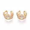 Brass Micro Pave Clear Cubic Zirconia Cuff Earrings EJEW-T047-62G-1