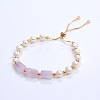 Natural Amethyst & Plastic Imitation Pearl Bead Slider Bracelets AT8786-4-1