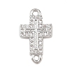Cross Brass Micro Pave Clear Cubic Zirconia Connector Charms KK-P339-04P-1