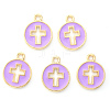 Light Gold Plated Alloy Enamel Pendants ENAM-R136-18C-1