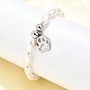 304 Stainless Steel Paw Print Charm Bracelets for Women BJEW-C098-12P-1