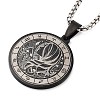 Retro Mandala 201 Stainless Steel Box Chain Constellation Pendant Necklaces for Women Men NJEW-M223-01L-1