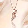 Leaf 925 Sterling Silver Cubic Zirconia Pendant Necklaces for Women NJEW-BB72252-A-1