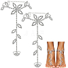 Brass Rhinestone Link Chain Finger Ring Bracelets for Women AJEW-WH20121-31-1