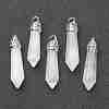 Bullet Natural Quartz Crystal Pointed Pendants G-E332-C28-2