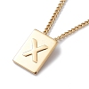 Stainless Steel Initial Letter Rectangle Pendant Necklace for Men Women NJEW-E090-01G-24-1