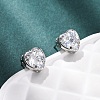 Brass Micro Pave Clear Cubic Zirconia Stud Earrings EJEW-C174-02A-P-2