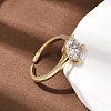 Brass Micro Pave Cubic Zirconia Cuff Open Rings for Women RJEW-B160-04G-2