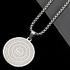 Stainless Steel Flat Round with Muslim Islamic Engraving Arabic Scriptures Pendant Necklaces for Men AL5899-2-1