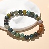 Natural Indian Agate Bead Stretch Bracelets BJEW-K212-B-010-1