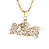 Alloy Full Crystal Rhinestone Crown with Word KING Pendant Necklaces for Unisex WGC5C6D-01-3