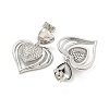 Heart Brass Pave Clear Cubic Zirconia Stud Earrings EJEW-M258-66P-2