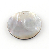 Flat Round Black Lip Shell Pendants SHEL-R009-29-3