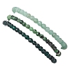 3Pcs Natural Ruby in Zoisite & Green Onyx Agate & Green Aventurine Beaded Stretch Bracelets for Women BJEW-JB11379-3