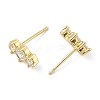 Brass Micro Pave Clear Cubic Zirconia Stud Earrings EJEW-R016-26G-14-4