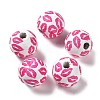 Valentine's Day Theme Printed Wood Beads WOOD-G017-02E-1