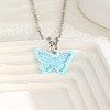 Acrylic Butterfly 201 Stainless Steel Cable Chain Necklaces for Women WGBABBD-08-1