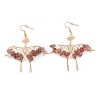 Natural Strawberry Quartz Chips Dangle Earrings EJEW-S214-01G-1