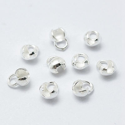 925 Sterling Silver Bead Tips Knot Covers STER-G027-25S-1