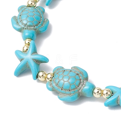 Synthetic Turquoise Beaded Stretch Bracelets for Men Women BJEW-JB11762-02-1