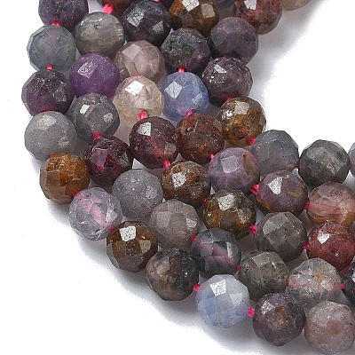 Natural Red Corundum/Ruby and Sapphire Beads Strands X-G-L651-C01-4mm-1