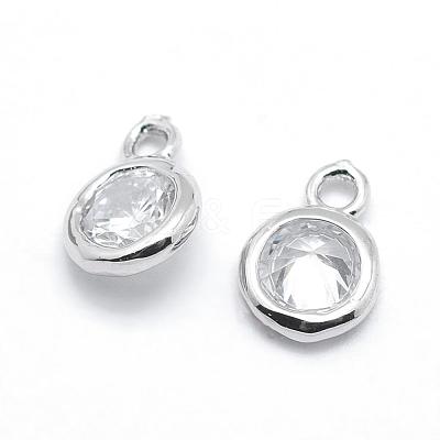 Brass Cubic Zirconia Pendants KK-P119-33-7x5mm-P-NR-1