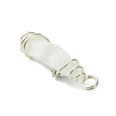2Pcs Electroplated Natural Quartz Crystal Dyed Copper Wire Wrapped Pendants PALLOY-JF03163-02-1