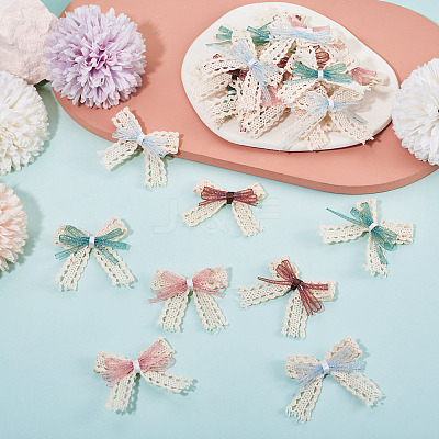 24Pcs 4 Styles Polyester Lace Bowknot Ornament Accessories DIY-TA0015-29-1