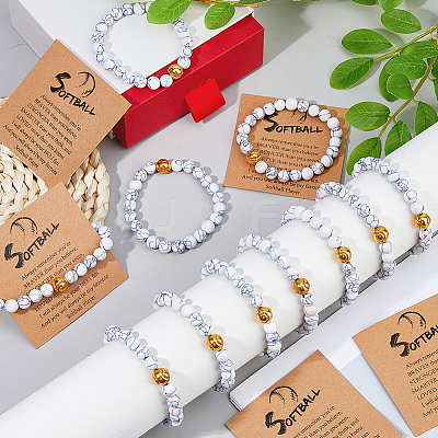 1Set Natural Howlite Beads Stretch Bracelets for Men Women BJEW-DC0001-19-1