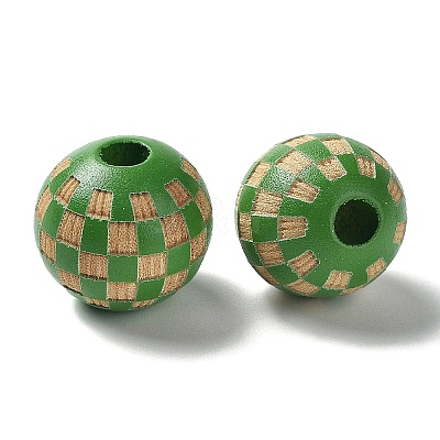 Wood Laser Engraved Tartan Beads WOOD-I011-01B-07-1