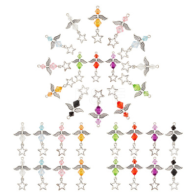Transparent Acrylic and Tibetan Style Alloy Pendants FIND-PH0009-73-1