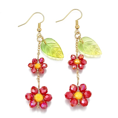 3Pairs Electroplate Glass Dangle Earrings EJEW-TA00652-1
