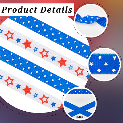 2 Rolls 2 Styles Independence Day Themes Polyester Ribbon OCOR-GF0004-50B-1
