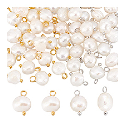 50Pcs 2 Colors Natural Cultured Freshwater Pearl Nuggets Charms PALLOY-PH01721-1