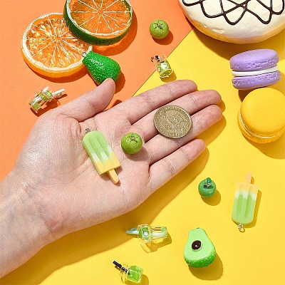 30Pcs 6 Styles Opaque Resin Pendants RESI-YW0001-67A-1