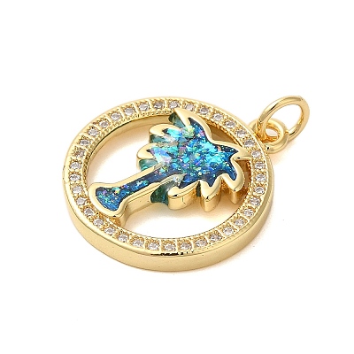 Brass Micro Pave Cubic Zirconia Pendants KK-K385-133G-1